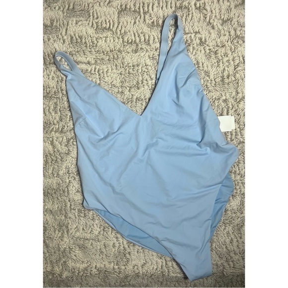 Good American Light Sky Blue Plunge V-Neck One Piece Swimsuit Size 6 XXXL 3X - Picture 6 of 6